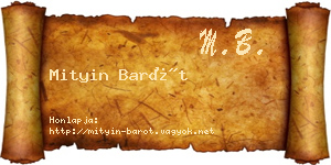 Mityin Barót névjegykártya
